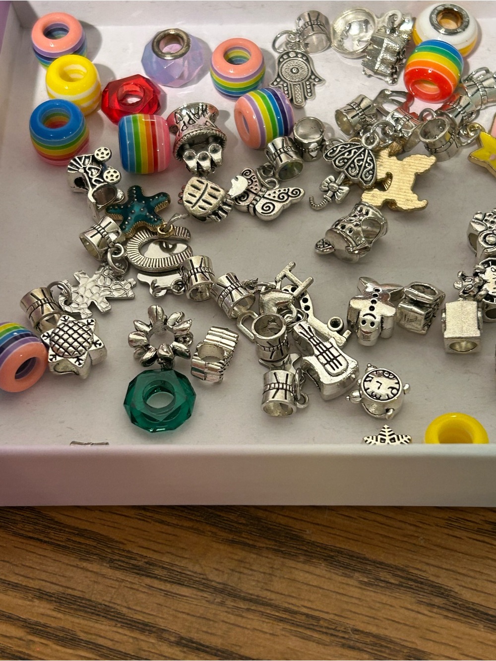Rainbow Charm Bracelet Lot with Silver Charms - Picture 11 of 12
